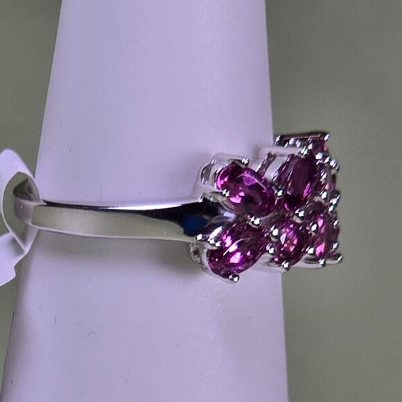 2.35ct Mixed Shape Blush Garnet Rhodium Over 925 Silver Ring Size 7 - Picture 2 of 5